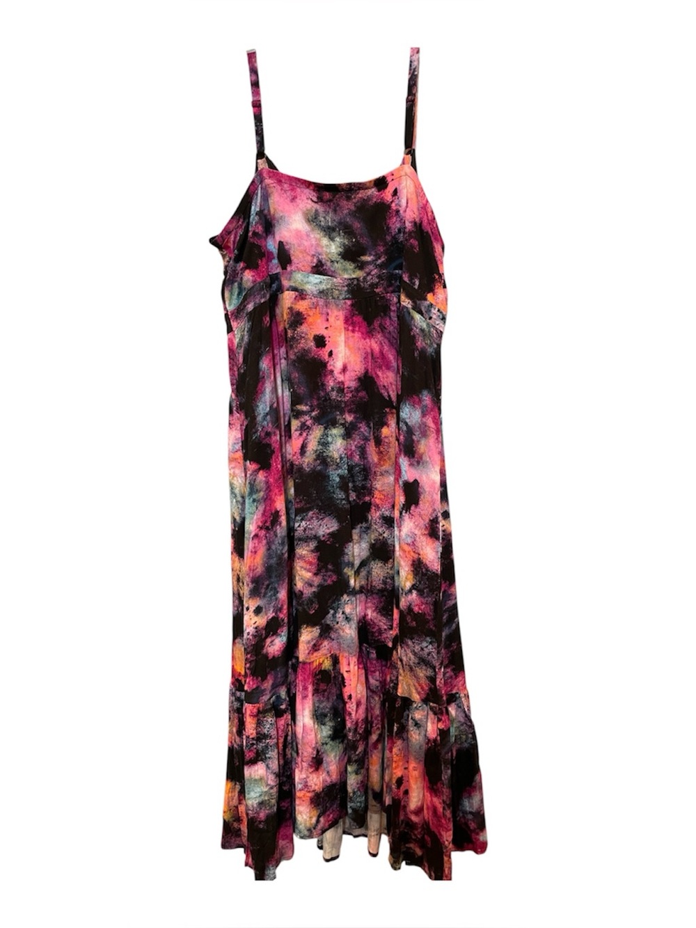 Torrid Rainbow Tie Dye Maxi Dress 3X Tiered Boho Galaxy Abstract Print - Picture 3 of 10